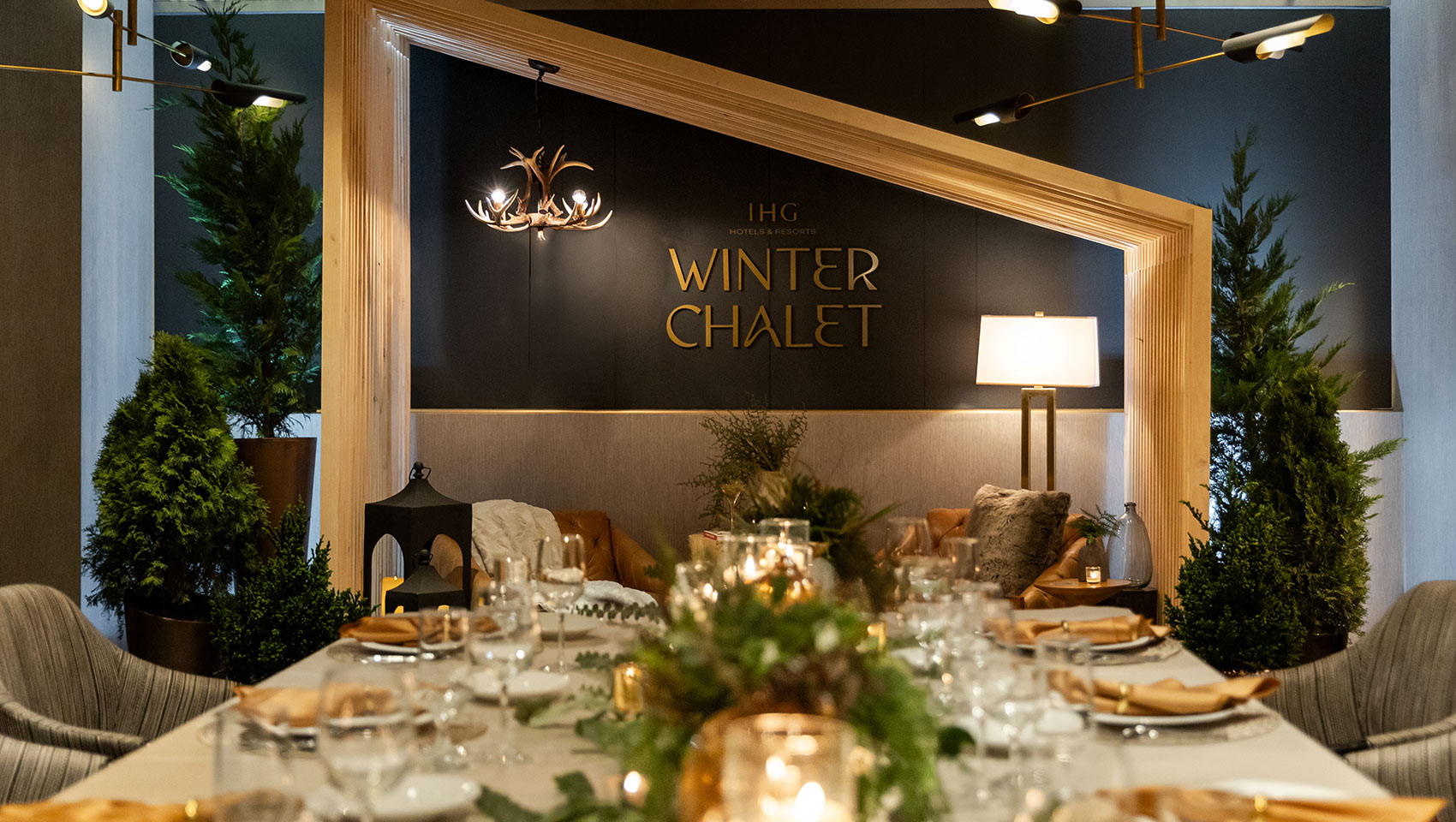 Winter Chalet table setting with signage