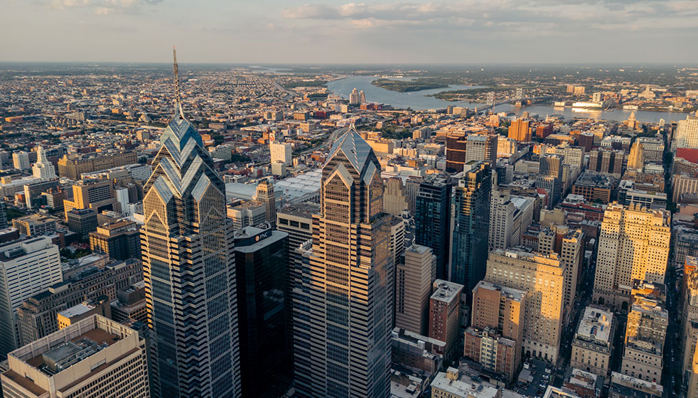 Philly skyline on a sunny day
